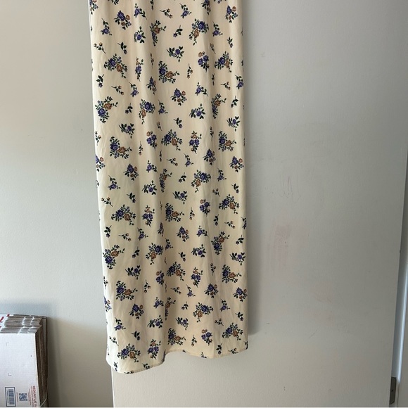 Zara Floral Satin Printed Crochet Cream Maxi Tank Dress Prairiecore - Picture 6 of 11